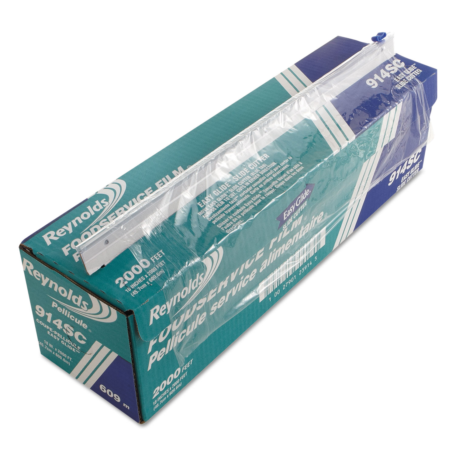PVC Food Wrap Film Roll in Easy Glide Cutter Box, 18" x 2,000 ft
