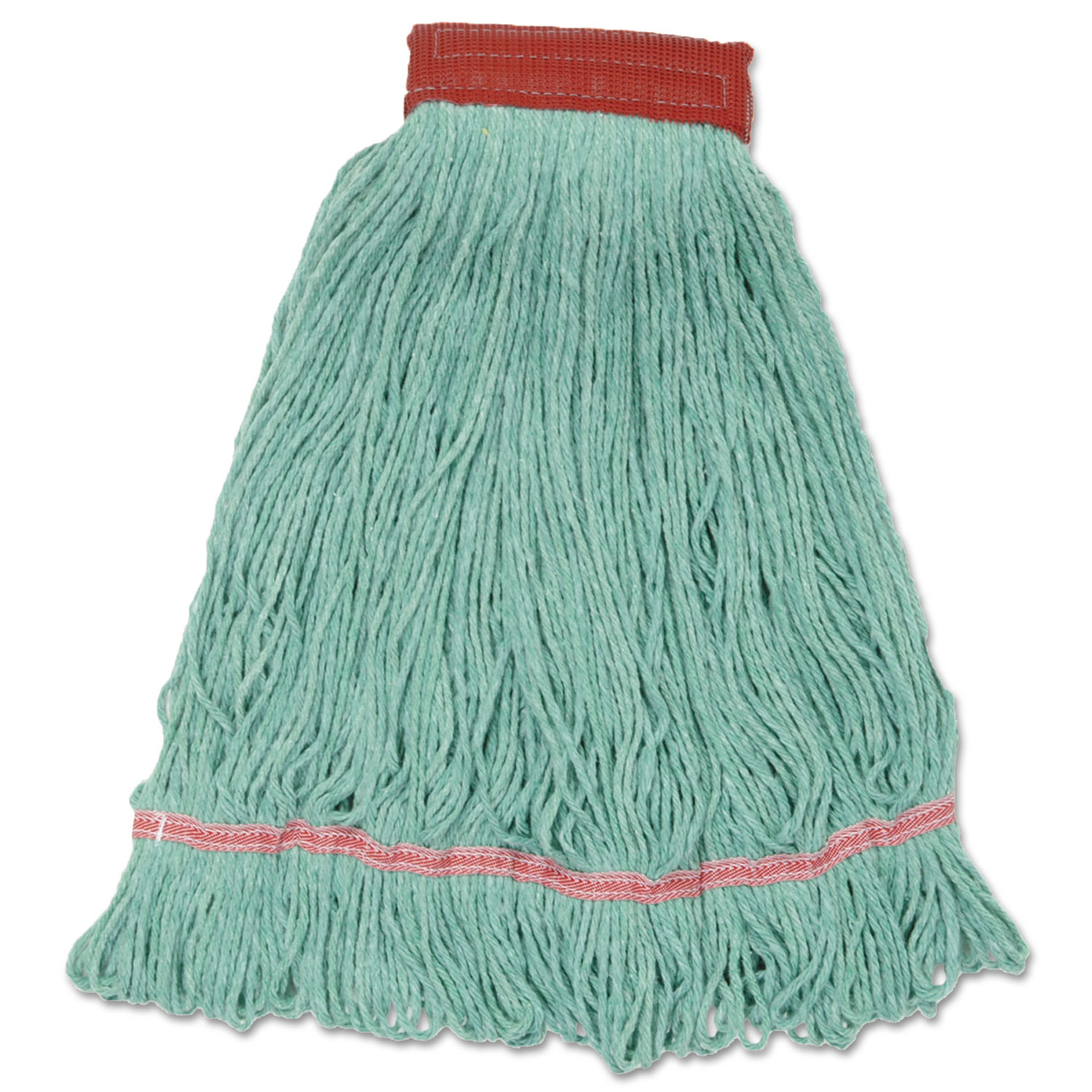 Wideband Looped-End Mop Heads, Cotton/Rayon/Synthetic, Large, Green, 12/Carton