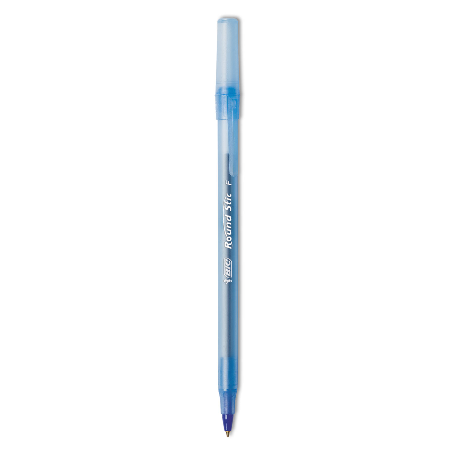 Round Stic Xtra Precision Ballpoint Pen, Stick, Fine 0.8 mm, Blue Ink, Translucent Blue Barrel, Dozen