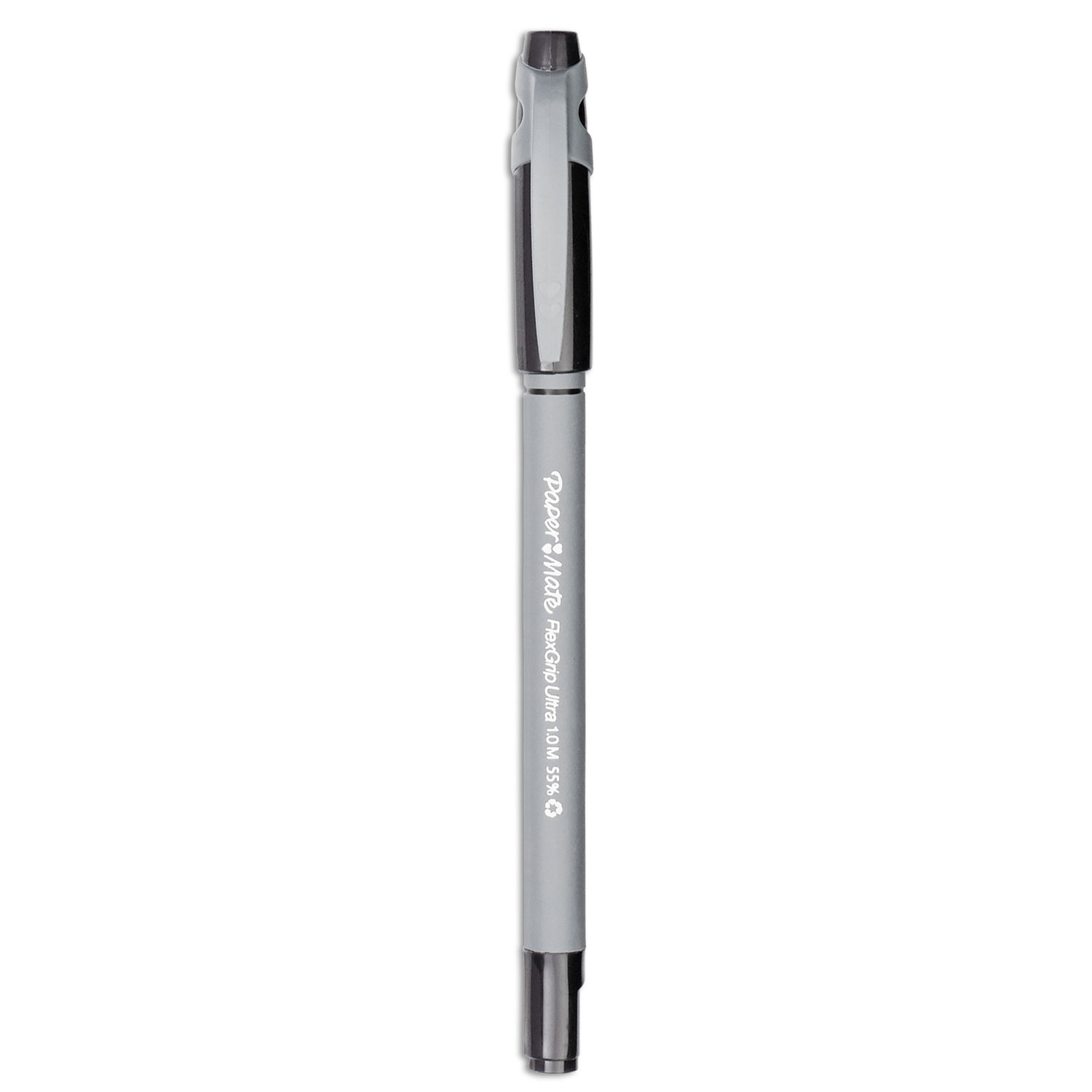 FlexGrip Ultra Recycled Ballpoint Pen, Stick, Medium 1 mm, Black Ink, Gray Barrel, Dozen