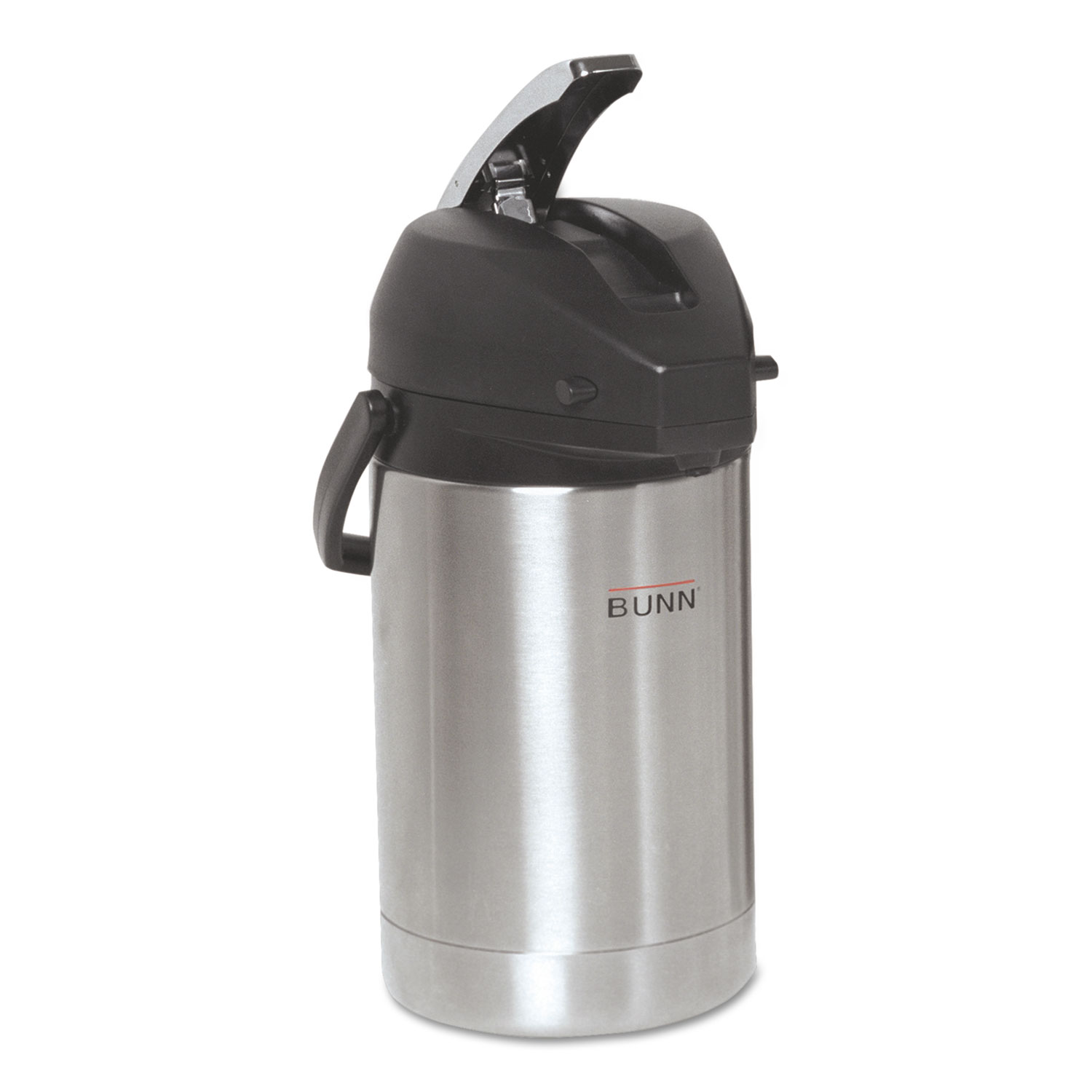 Lever Action Airpot, 84 oz, Stainless Steel/Black