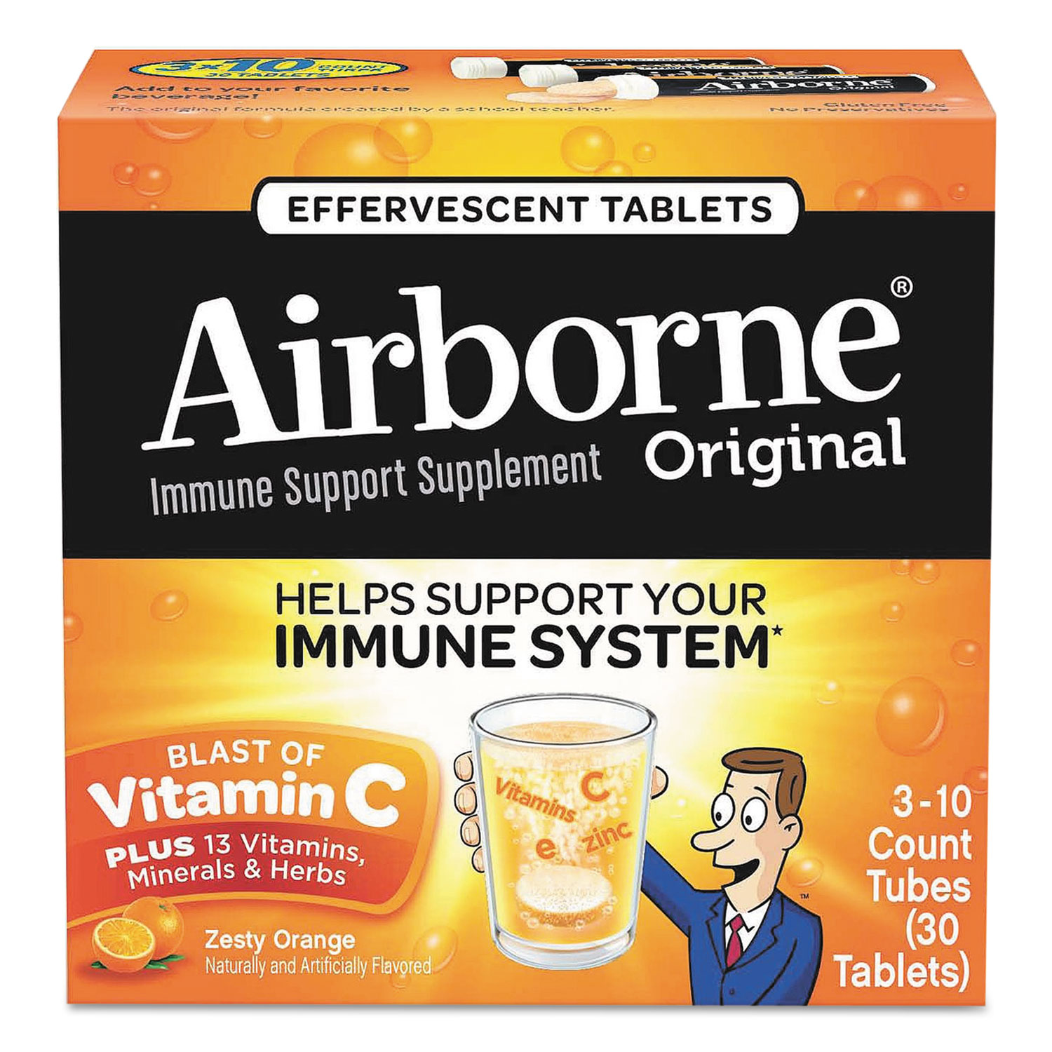 Immune Support Effervescent Tablet, Orange, 30 Box, 72 Boxes/Carton