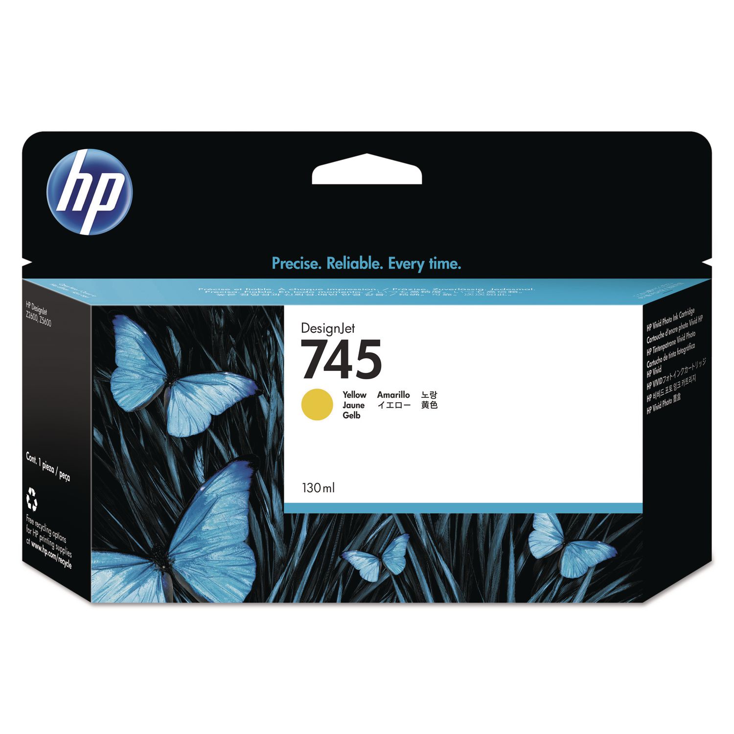 HP 745, (F9J96A) Yellow Original Ink Cartridge, 20/Carton