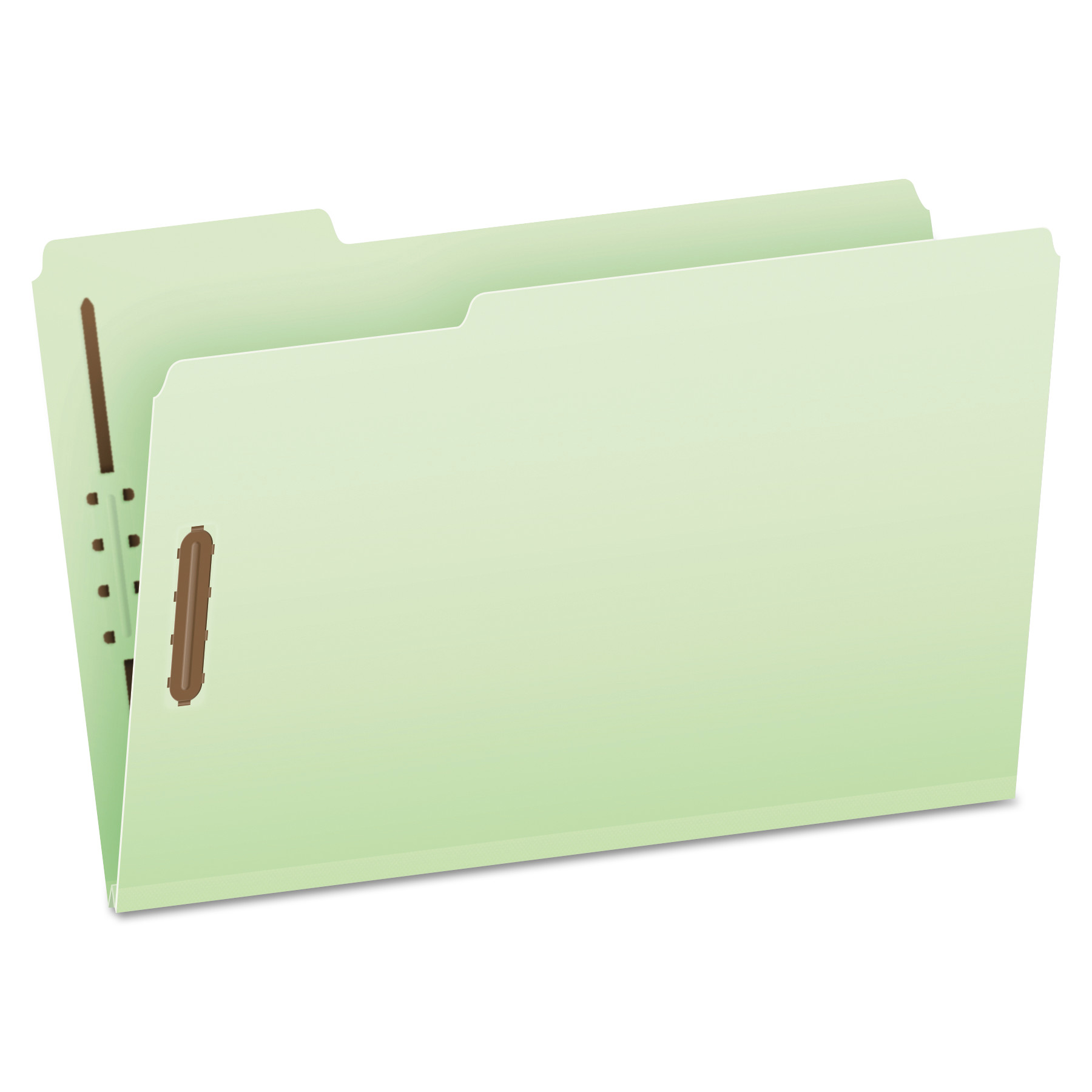 Heavy-Duty Pressboard Folders with Embossed Fasteners, 1/3-Cut Tab, Expands 3", 2 Fasteners, Legal Size, Green, 25/Box