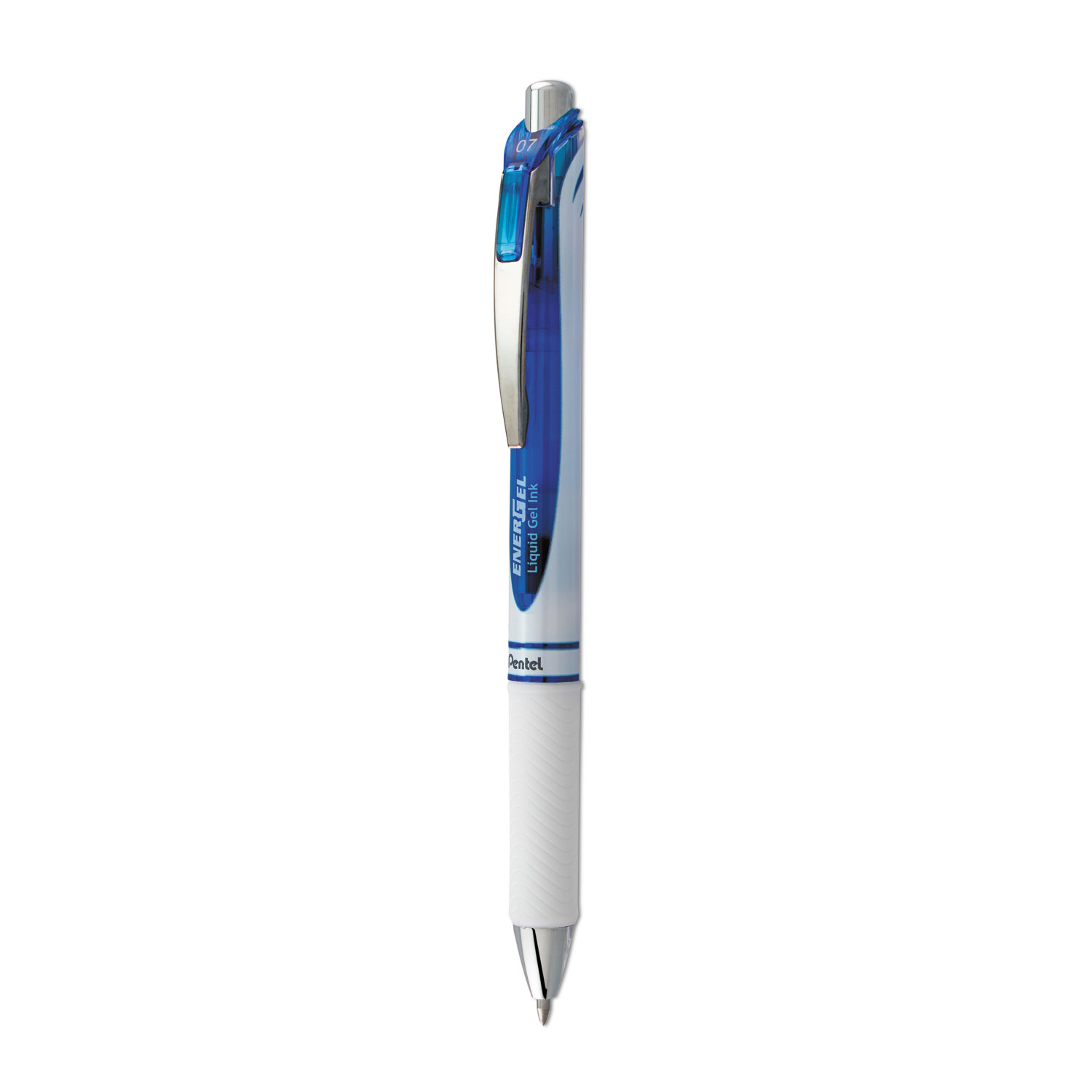 EnerGel RTX Gel Pen, Retractable, Medium 0.7 mm, Blue Ink, White/Translucent Blue Barrel
