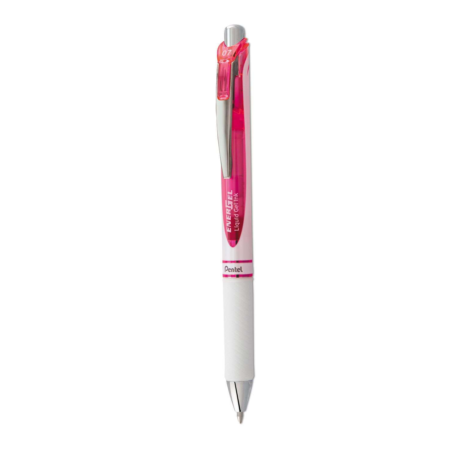 EnerGel RTX Gel Pen, Retractable, Medium 0.7 mm, Pink Ink, White/Translucent Pink Barrel