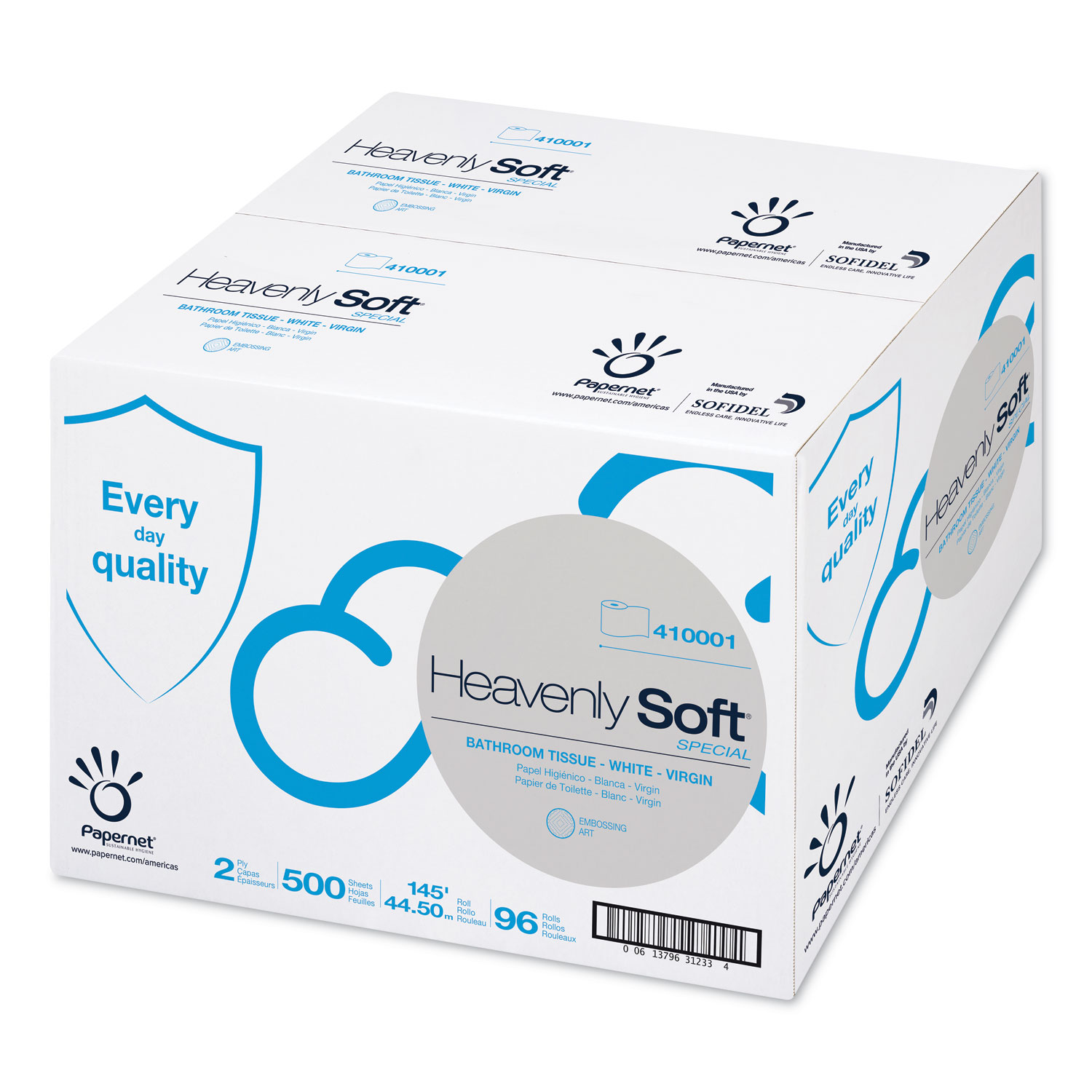 Heavenly Soft Toilet Tissue, Septic Safe, 2-Ply, White. 500 Sheets/Roll, 96 Rolls/Carton