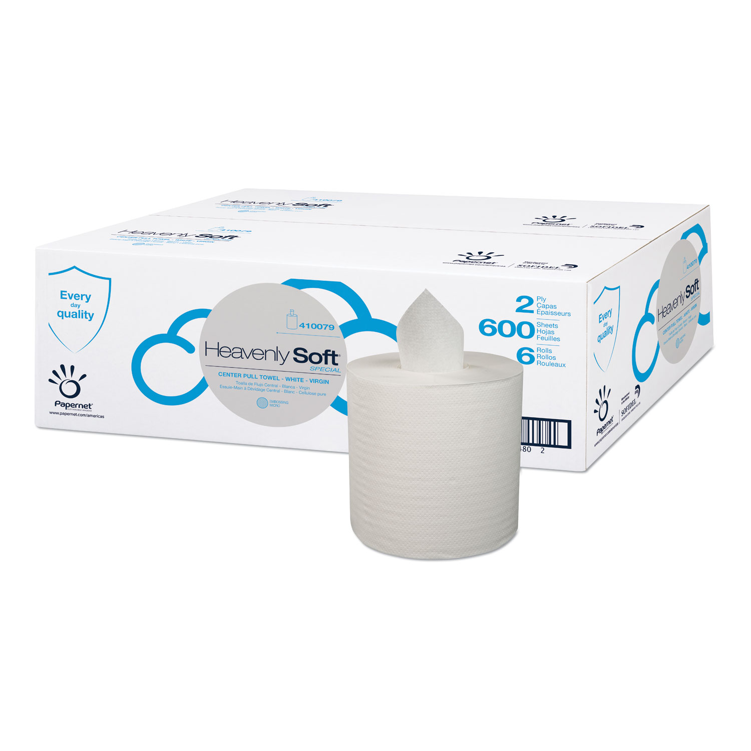 Heavenly Soft Special Center Pull Towel, 2-Ply, 7.6 x 9, White, 600 Sheets/Roll, 6 Rolls/Carton
