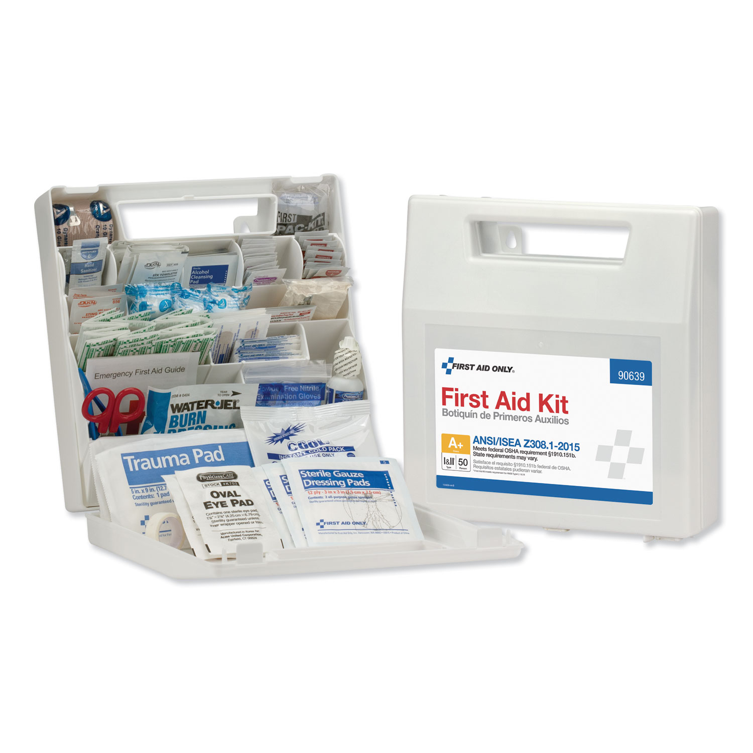 ANSI Class A+ First Aid Kit for 50 People, 183 Pieces, Plastic Case