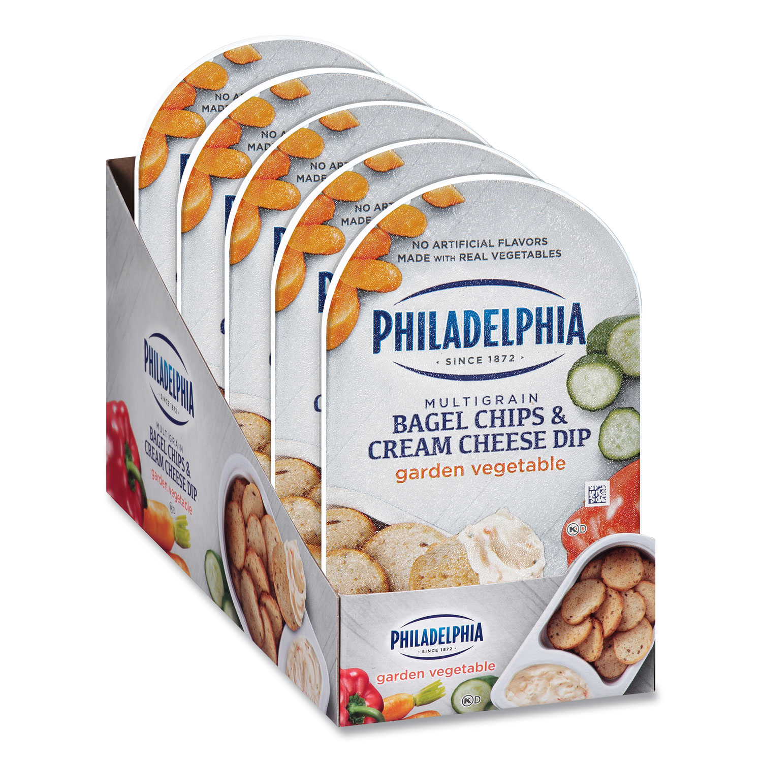 Multigrain Bagel Chips and Garden Vegetable Cream Cheese Dip, 2.5 oz, 5/Carton