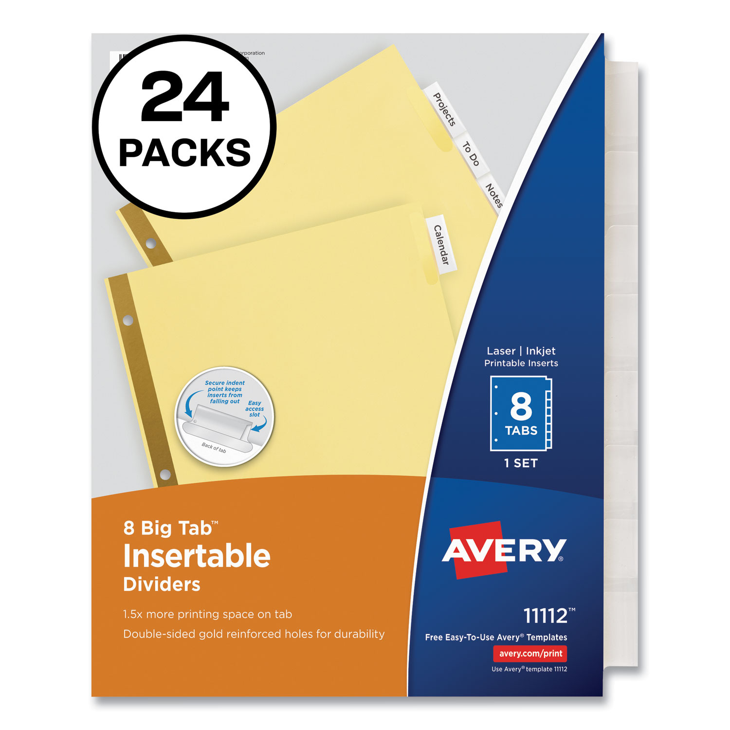 Insertable Big Tab Dividers, 5-Tab, Double-Sided Gold Edge ...