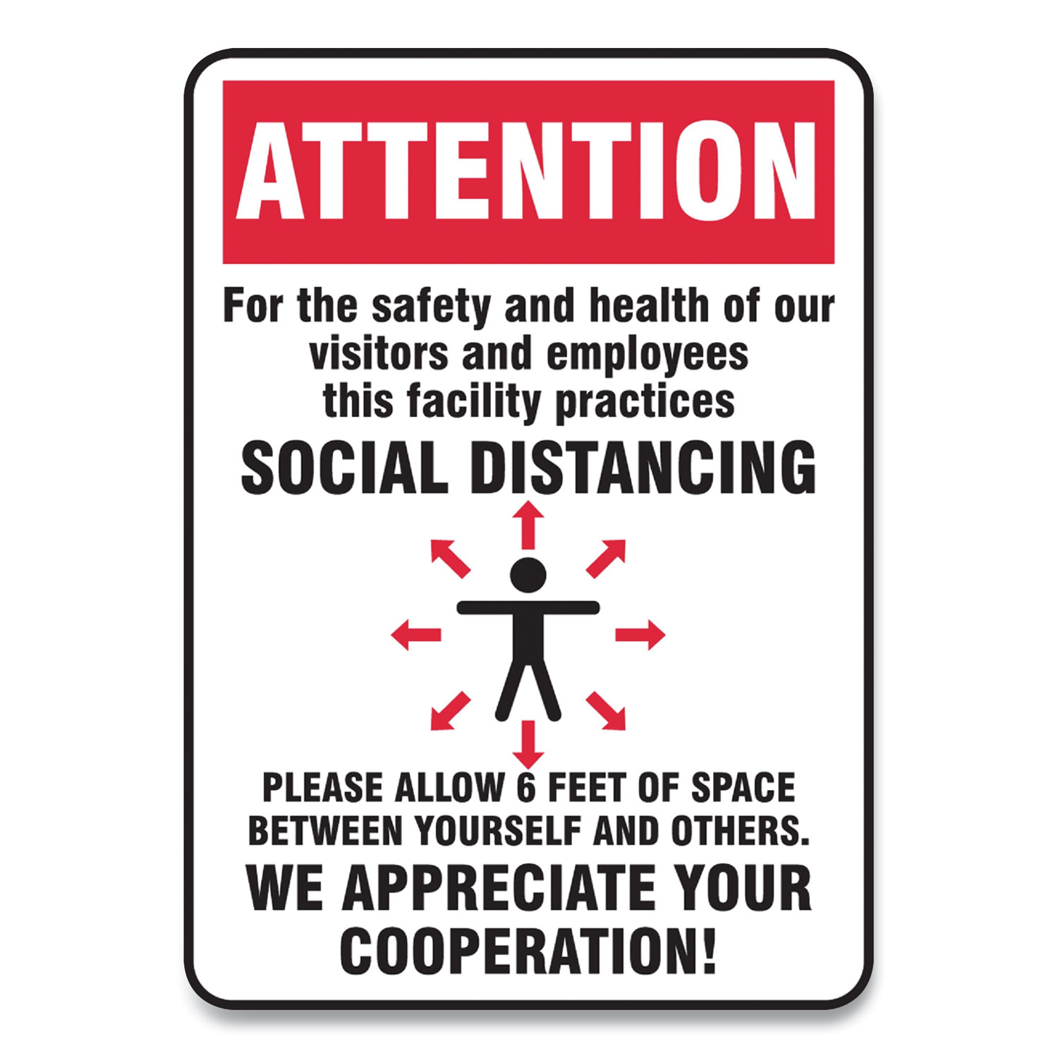 GN1MGNG906VPESP - Social Distance Signs, Wall, 10 x 14, Visitors and ...