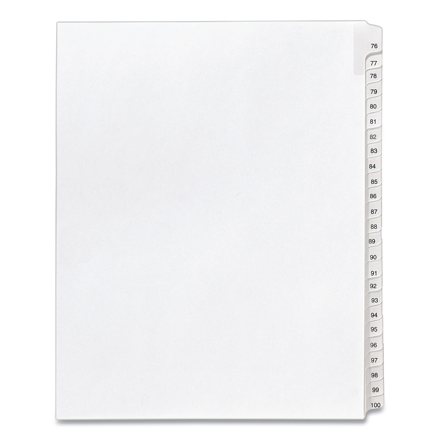 Preprinted Legal Exhibit Side Tab Index Dividers, Allstate Style, 25-Tab, 76 to 100, 11 x 8.5, White, 1 Set, (1704)