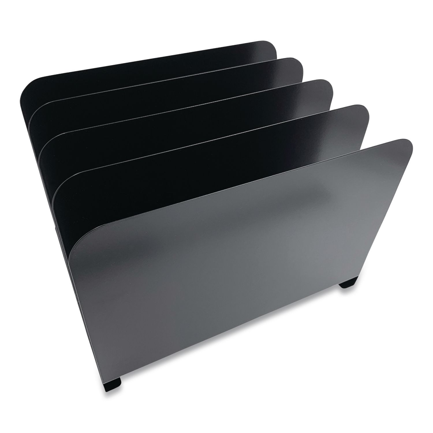Steel Vertical File Organizer, 4 Sections, Letter Size Files, 11 x 11 x 7.75, Black