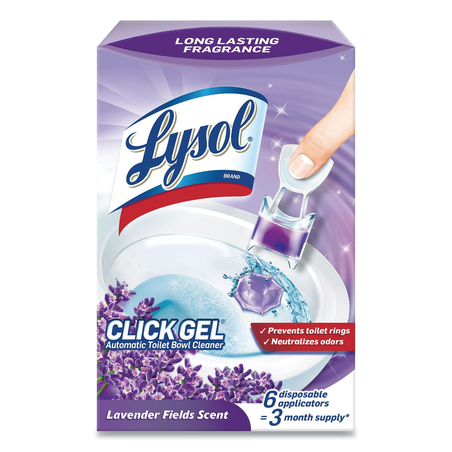 Click Gel Automatic Toilet Bowl Cleaner, Lavender Fields Scent, 6/Box, 4 Boxes/Carton