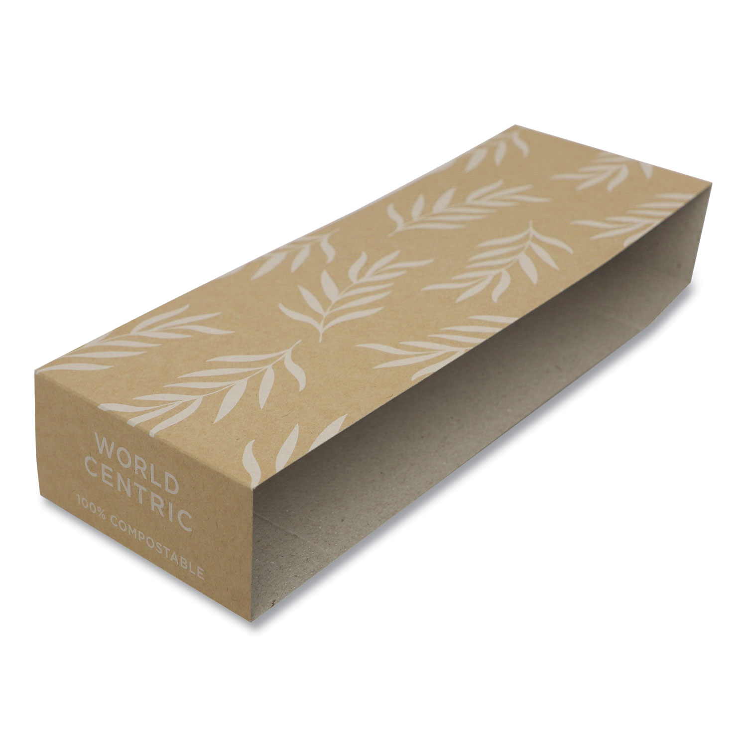 Fiber Container Sleeves, World Centric Leaf Design, 7.5 x 10 x 3.25, Natural, Paper, 800/Carton