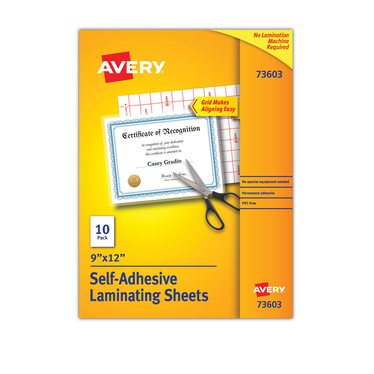 Clear Self-Adhesive Laminating Sheets, 3 mil, 9" x 12", Matte Clear, 10/Pack