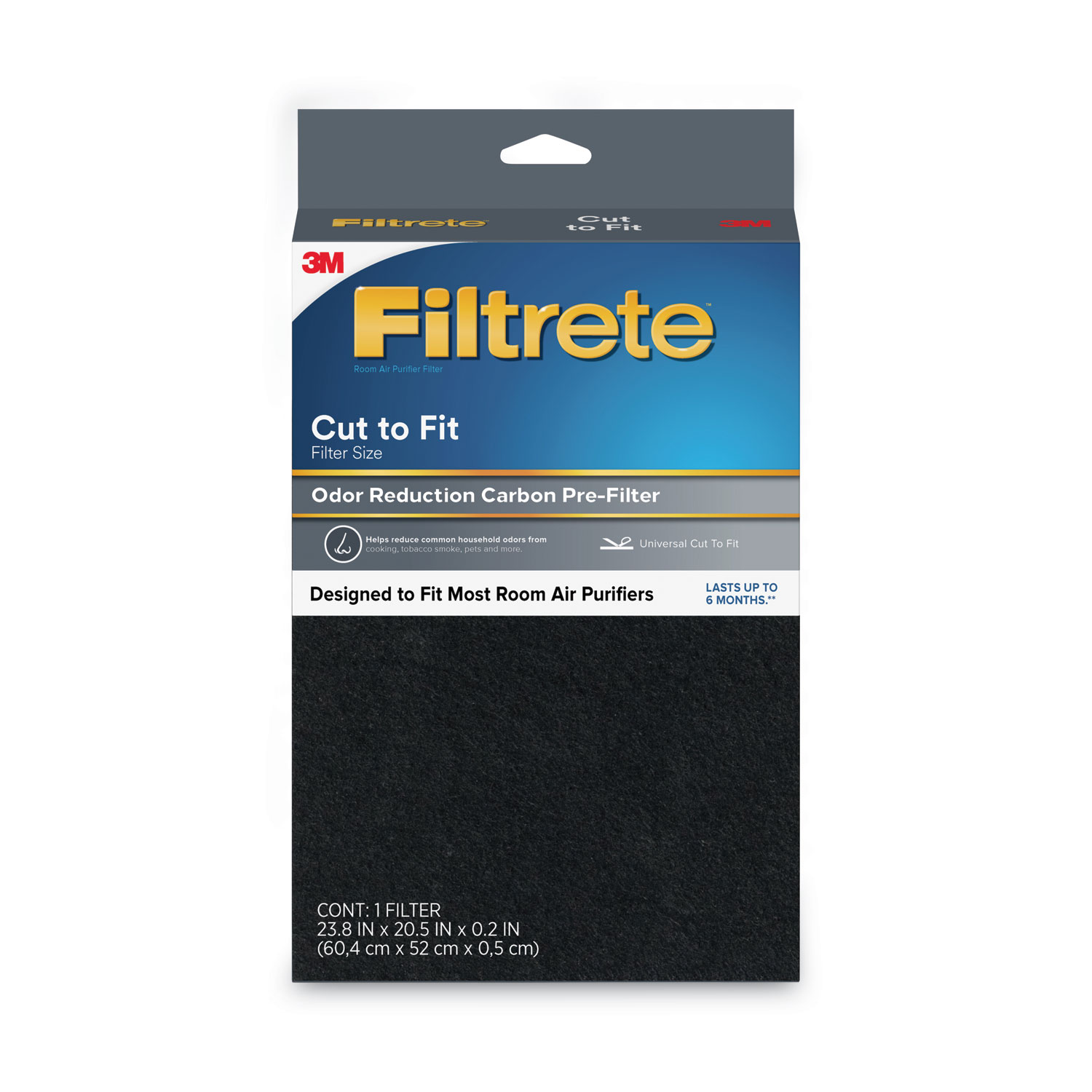 Odor Defense Carbon Pre Filter, 20.5 x 23.8, 4/Carton