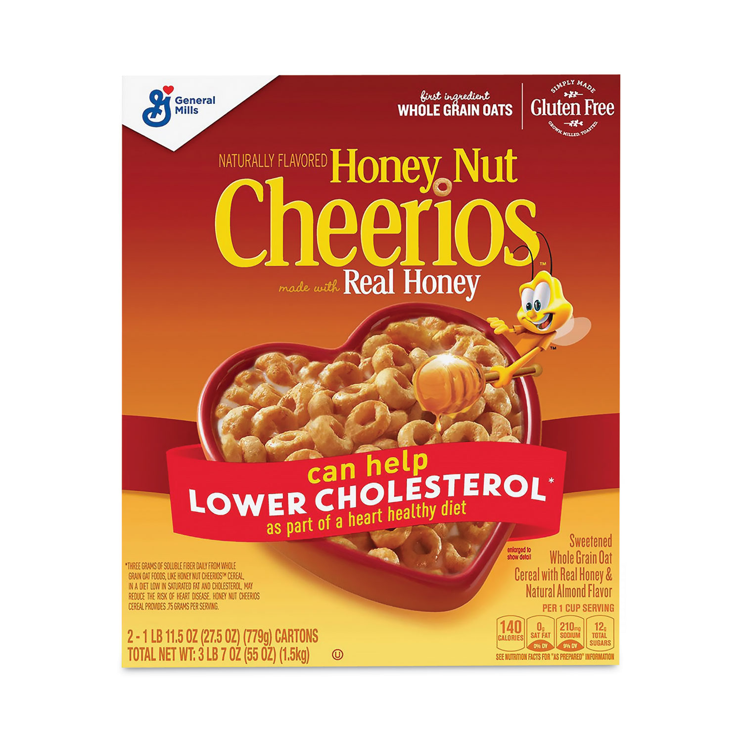 Honey Nut Cereal, 27.5 oz Box, 2/Carton