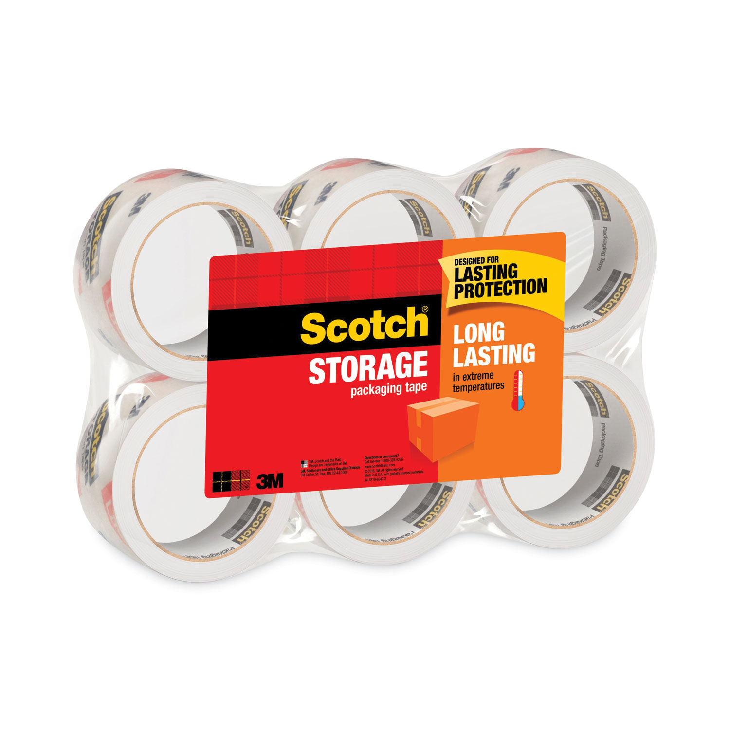 Storage Tape, 3" Core, 1.88" x 54.6 yds, Clear, 6/Pack