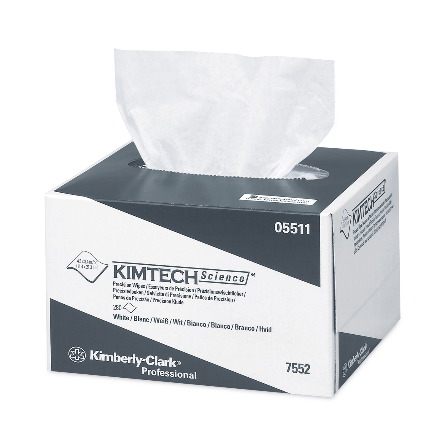 Precision Wipers, POP-UP Box, 1-Ply, 4.4 x 8.4, Unscented, White, 280/Box, 60 Boxes/Carton
