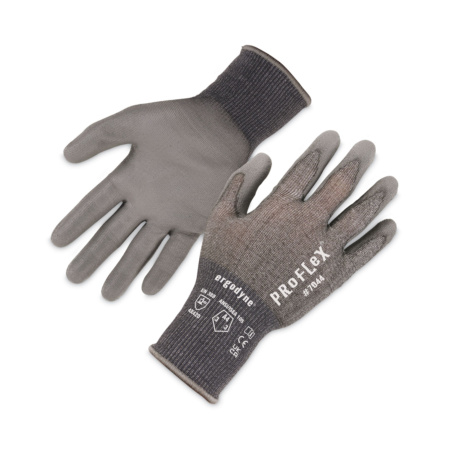 ProFlex 7044 ANSI A4 PU Coated CR Gloves, EN388: 4X42D, 9" Long, XX-Large, Gray, Pair