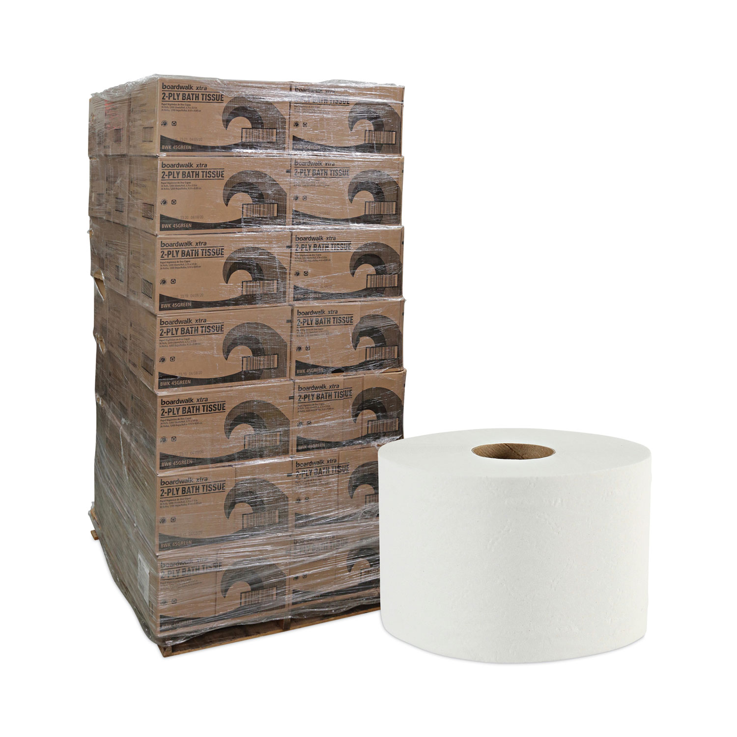 Boardwalk Green Xtra Controlled Bath Tissue, Septic Safe, 2-Ply, White, 1,000 Sheets/Roll, 36 Rolls/Carton, 48 Cartons/Pallet