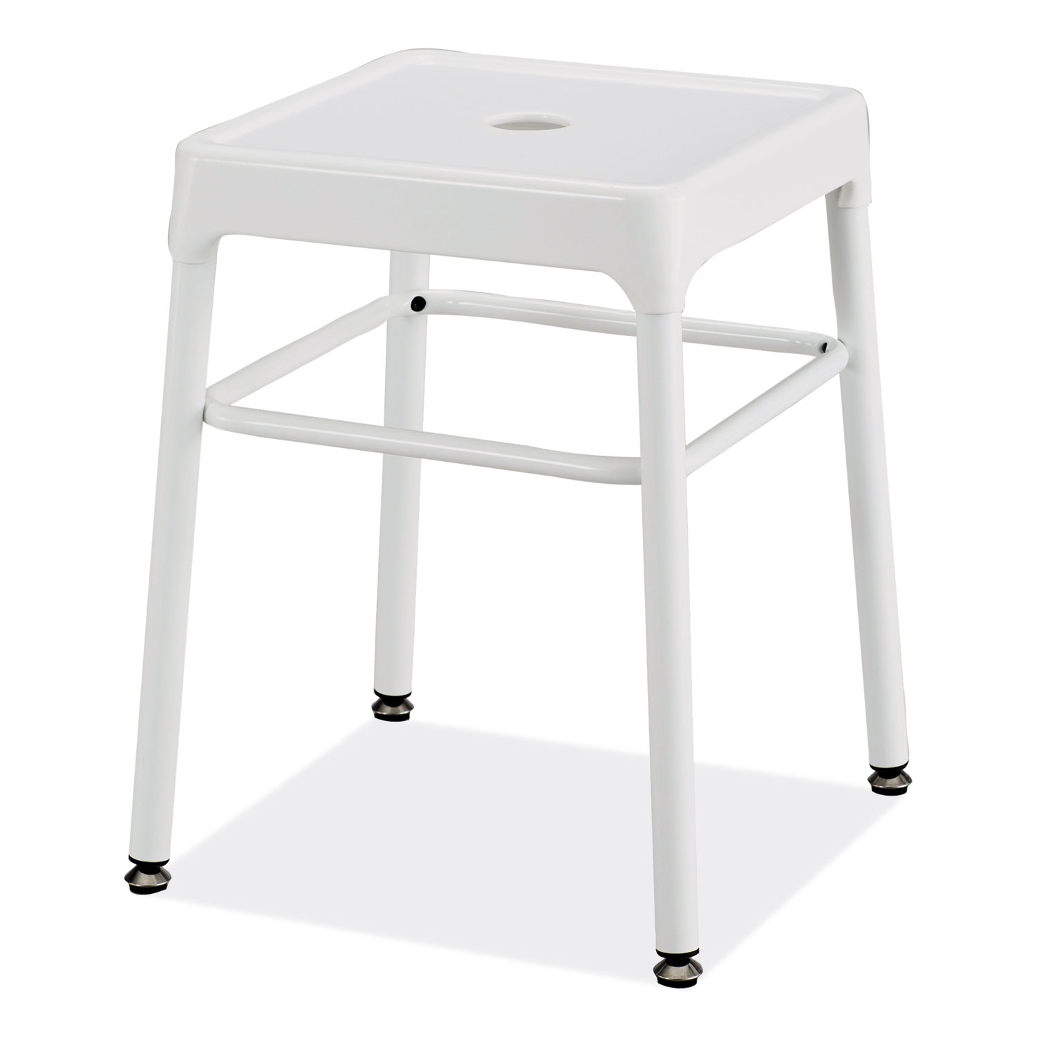 Steel GuestBistro Stool, Backless, Supports Up to 250 lb, 18" Seat Height, White Seat, White Base