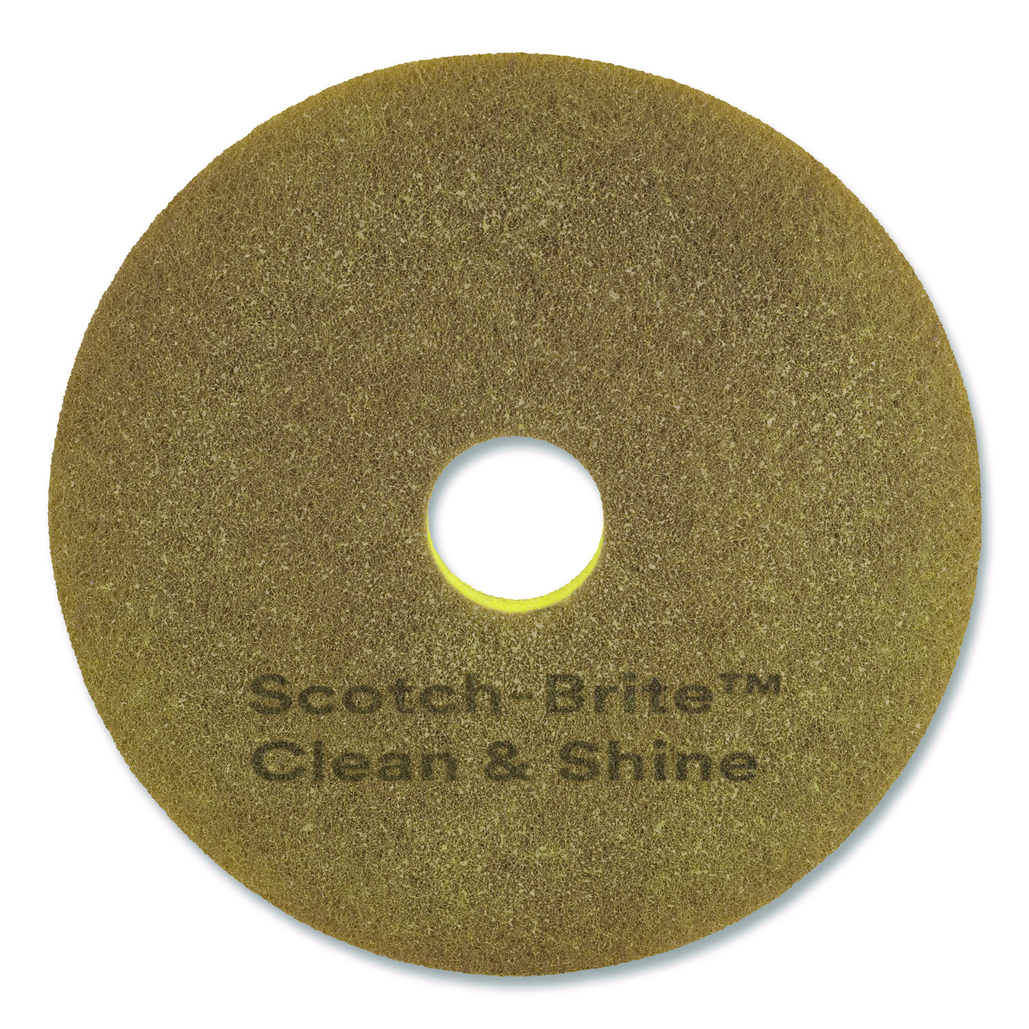 Clean and Shine Pad, 12" Diameter, Brown/Yellow, 5/Carton