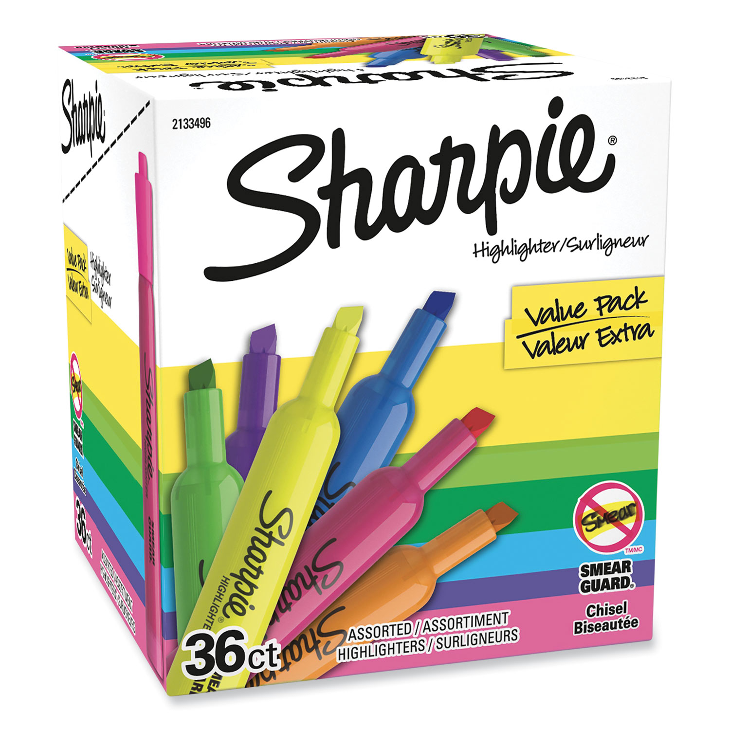 Tank Style Highlighters, Assorted Ink Colors, Chisel Tip, Assorted Barrel Colors, 36/Pack