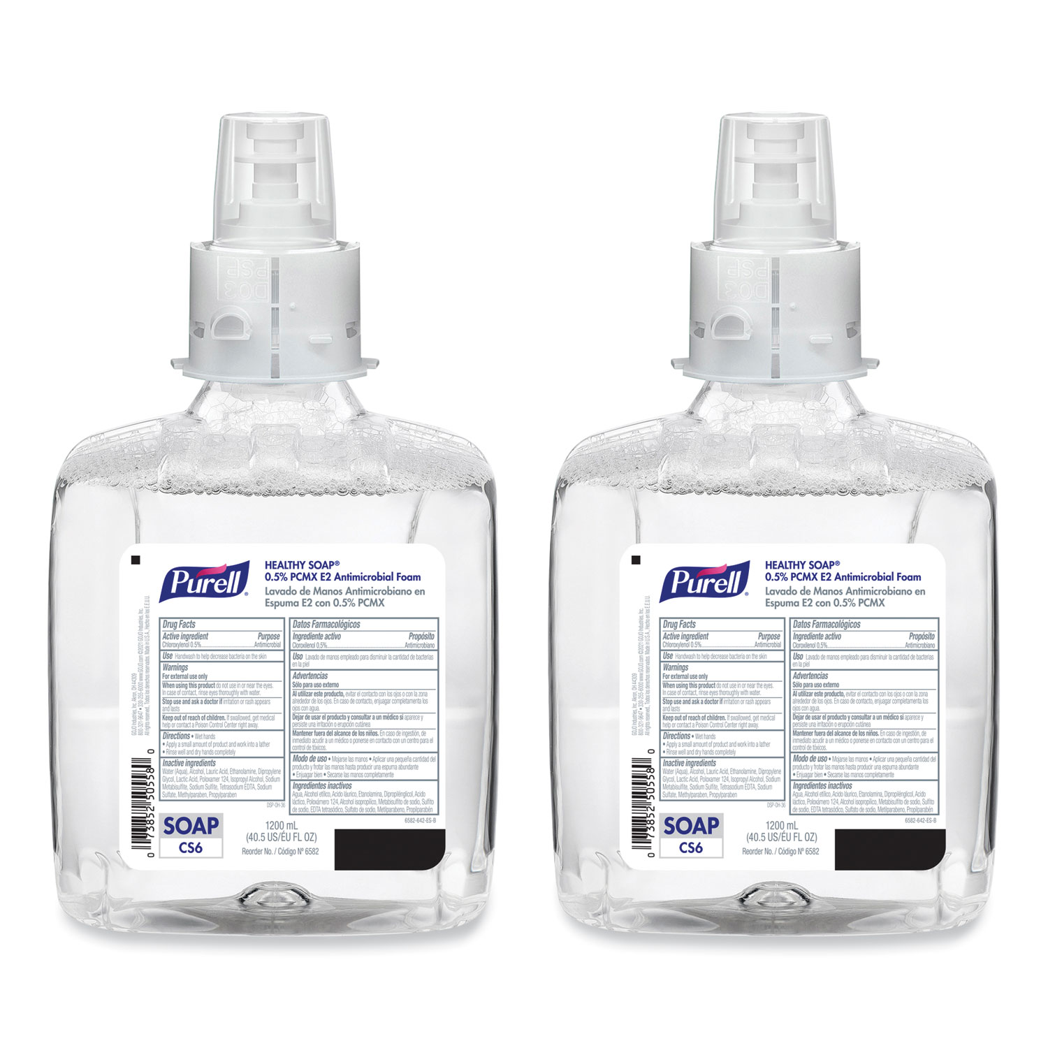 HEALTHY SOAP 0.5% PCMX E2 Antimicrobial Foam Refill, For CS6 Dispensers, Fragrance-Free, 1,200 mL, 2/Carton