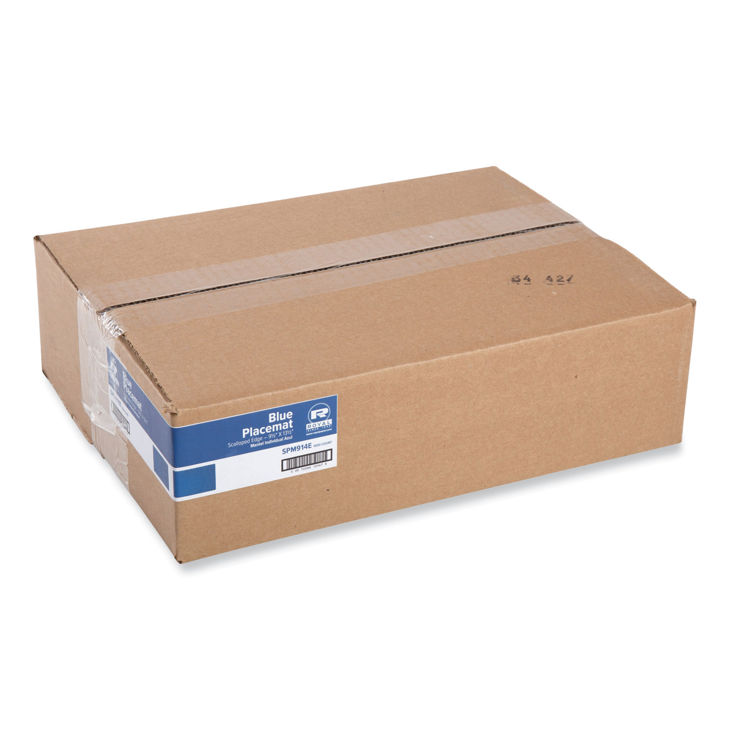Placemats, Smooth Surface, Scalloped Edges, 13.5" x 9.5", Blue, 1,000/Carton