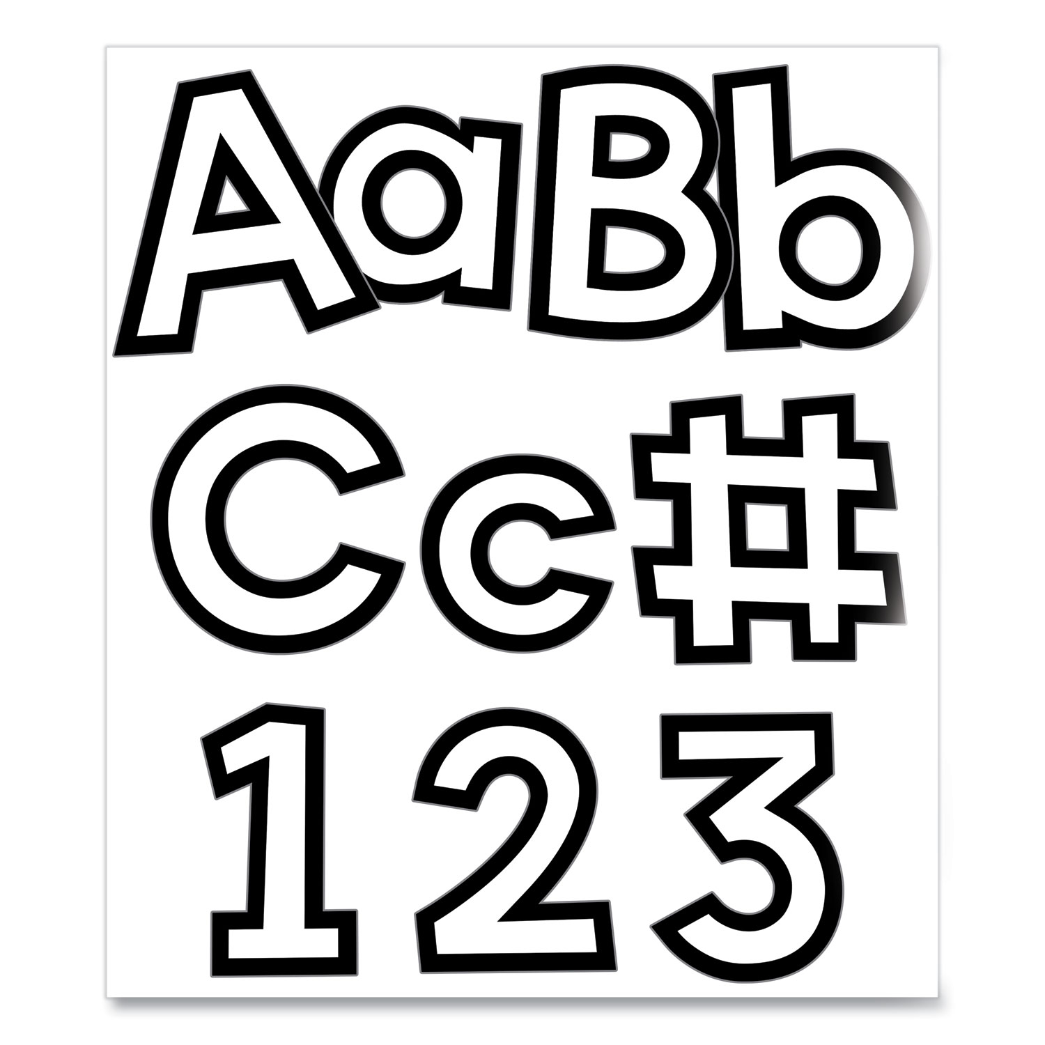EZ Letter Combo Packs, 4" Tall, White Characters, Black Background, 219 Pieces