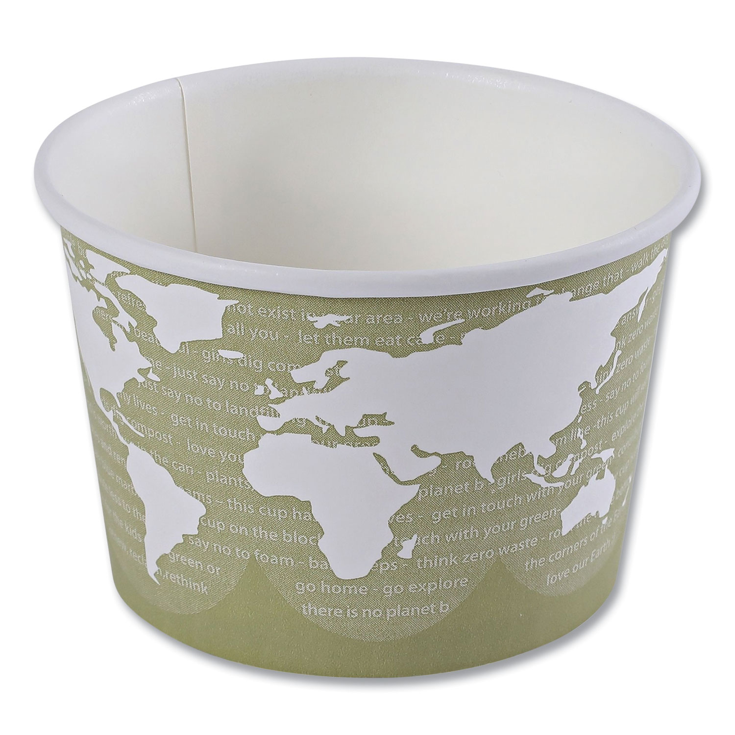 World Art Renewable and Compostable Food Container, 16 oz, 4.05" Diameter x 3" h, Sage, Paper, 25/Pack, 20 Packs/Carton