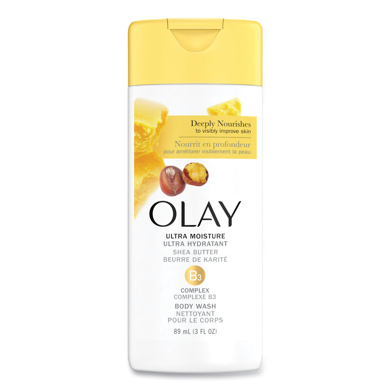 Ultra Moisture Body Wash, Shea Butter Scent, 3 oz, 24/Carton