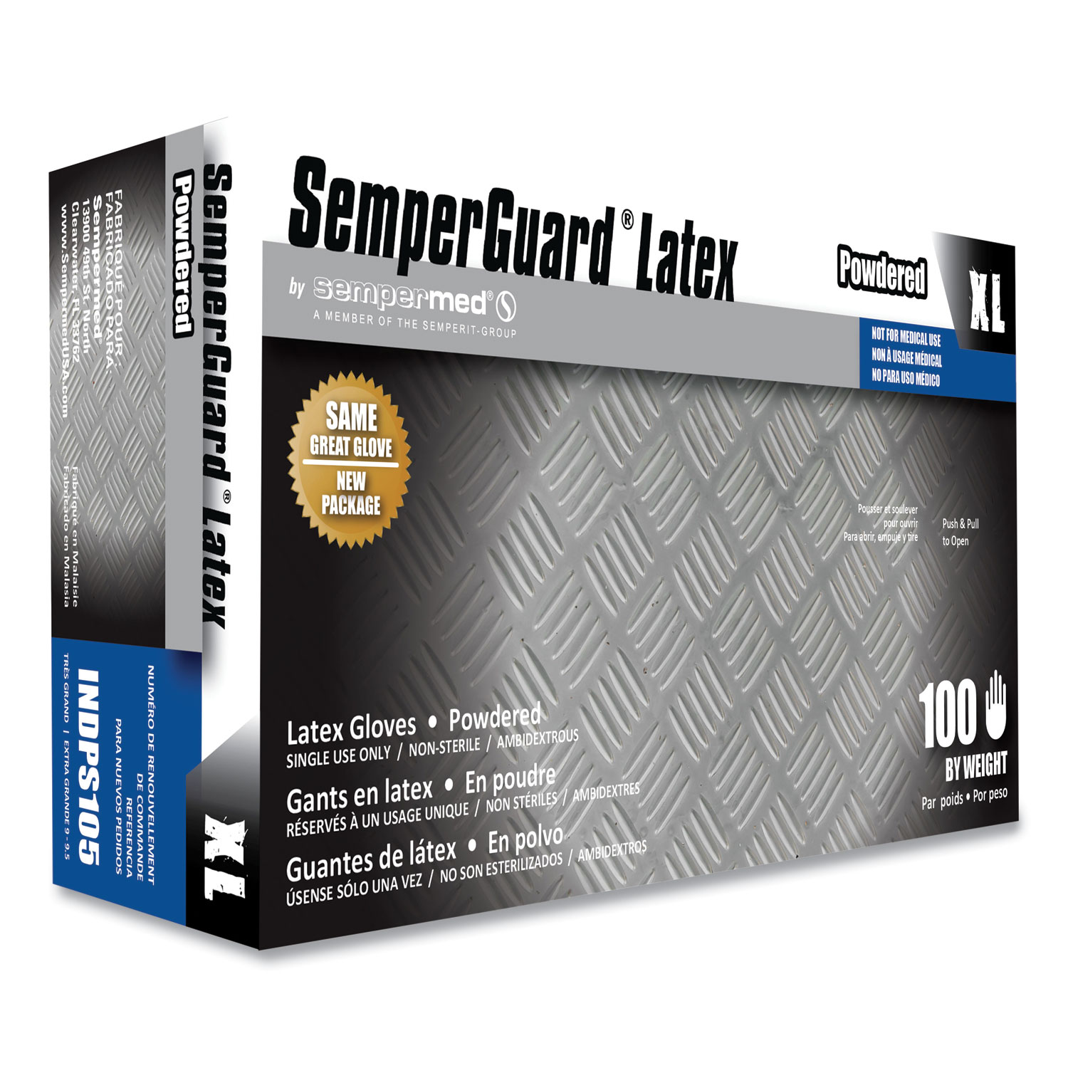 Latex Gloves, Powdered, X-Large, 4 mil Thick, 9.45" Long, Cream, 100/Box, 10 Boxes/Carton