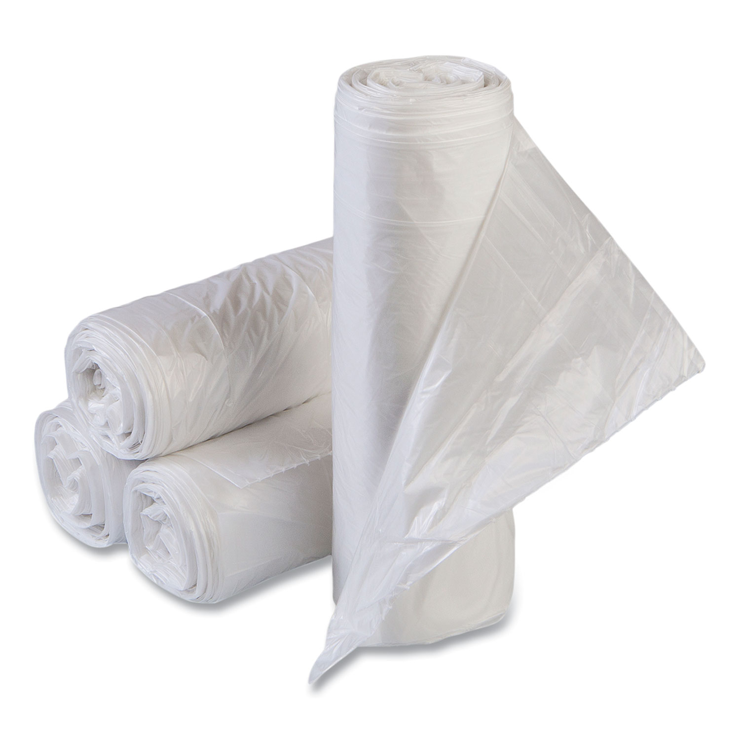 High-Density Commercial Can Liners Value Pack, 30 gal, 11 mic, 30" x 36", Clear, 25 Bags/Roll, 20 Interleaved Rolls/Carton