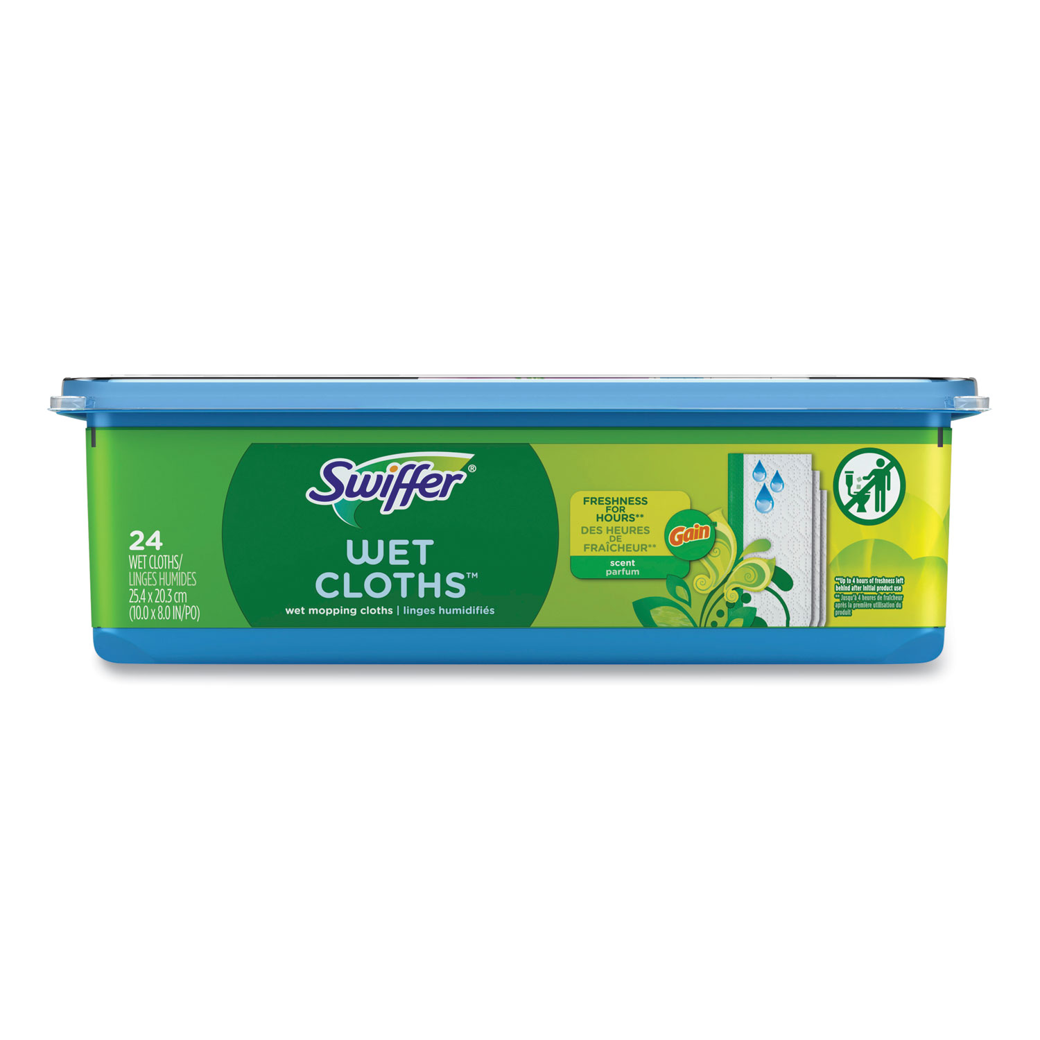 Wet Refill Cloths, 8 x 10, Gain Original Scent, White, 24/Box, 6 Boxes/Carton