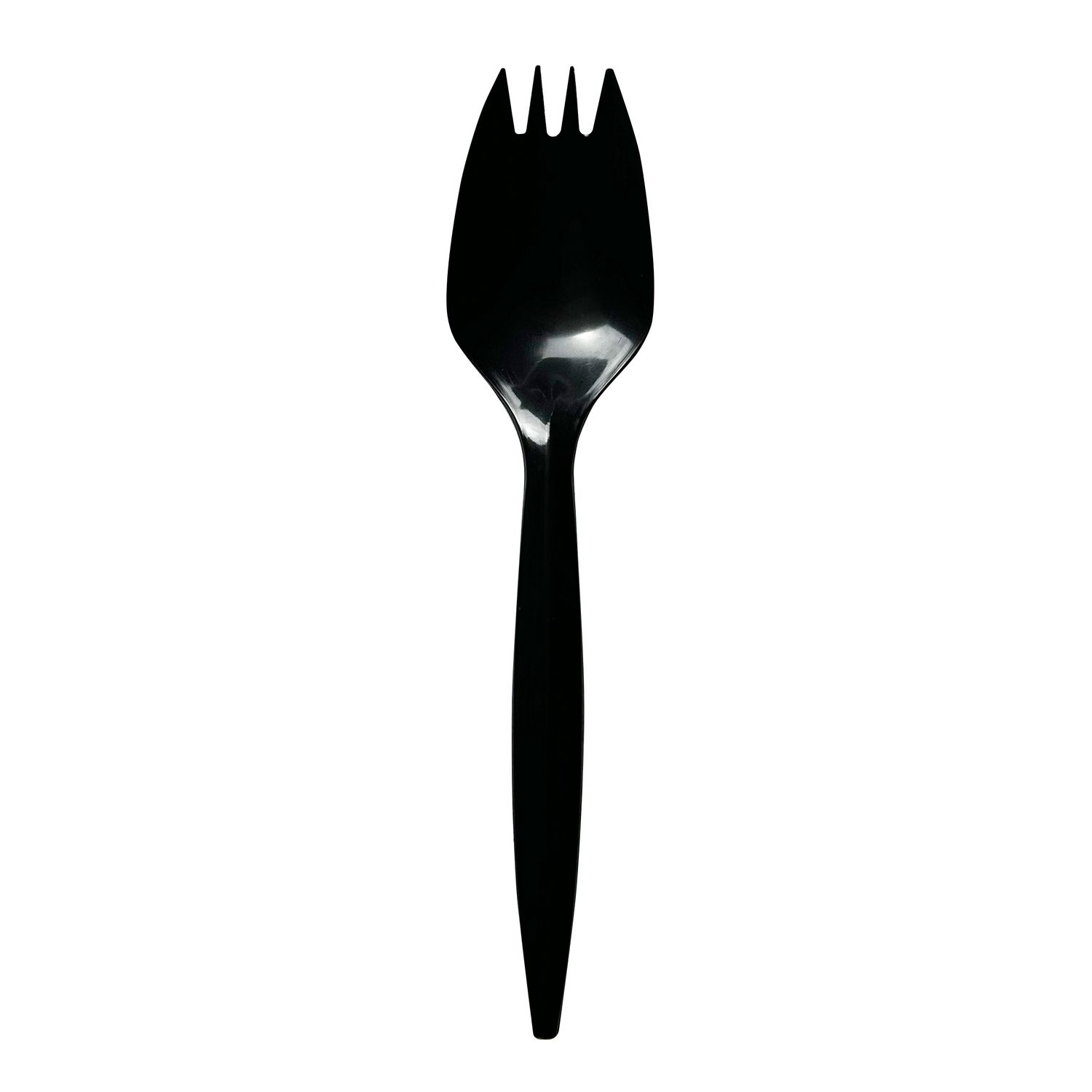 Mediumweight Polypropylene Cutlery, Spork, Plastic, Black, 1,000/Carton